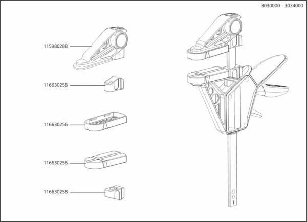 Wolfcraft Náhradní díl Montážní skupina Upínací čelist 3030ff pro Jednoruční svěrka EHZ PRO 100-150 WOLFCRAFT