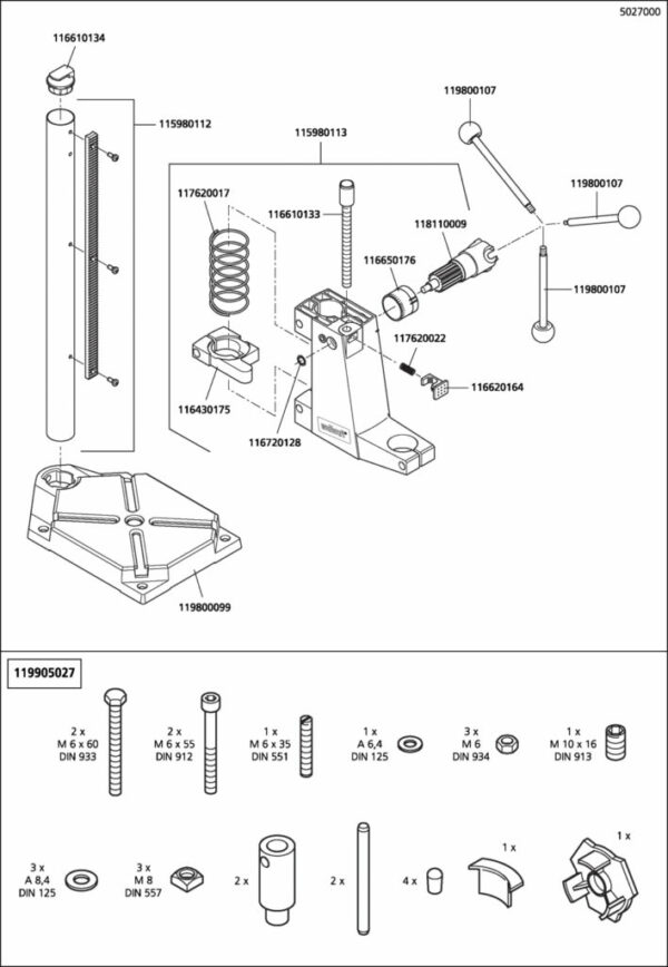 Wolfcraft Náhradní díl Sloupec kompletní 5023 pro Stojan na vrtačku EXCLUSIVE 5027000