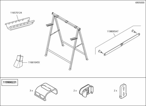 Wolfcraft Náhradní díl Montážní skupina podpěra 6905 pro Workstand – opěrný kozlík Wolfcraft 6905000