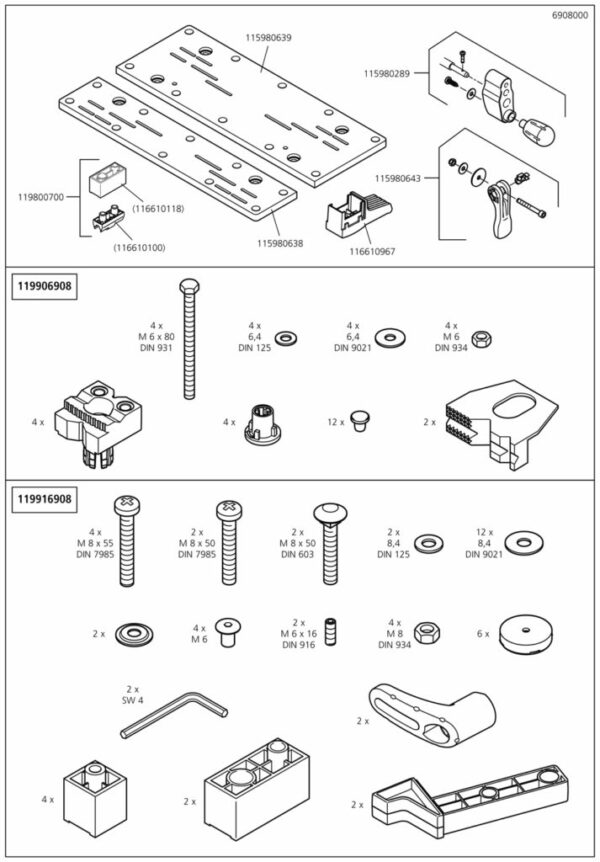 Wolfcraft Náhradní díl Náhradní díl set závitem kus 6162-89 pro Podstavec Wolfcraft 6119973